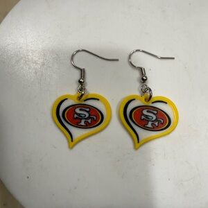 NFL SF Logo Heart Earrings - Yellow and Red